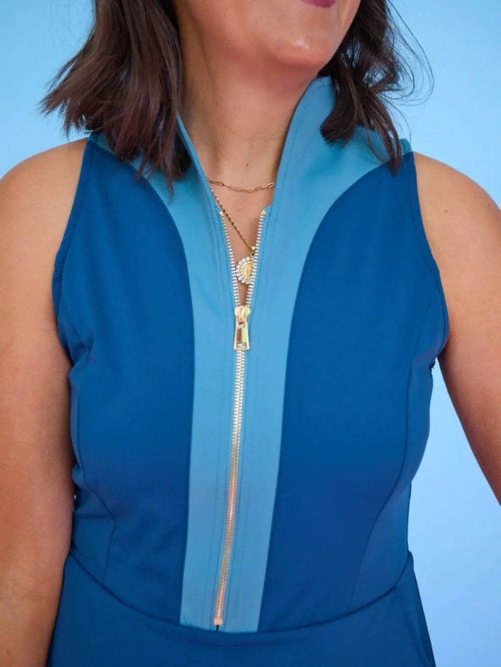 SSYS half zip active dress in teal - Picture 3 of 6